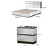 3pc King Bedroom Set, White, Metallic Gray Wood, 2 Nightstands