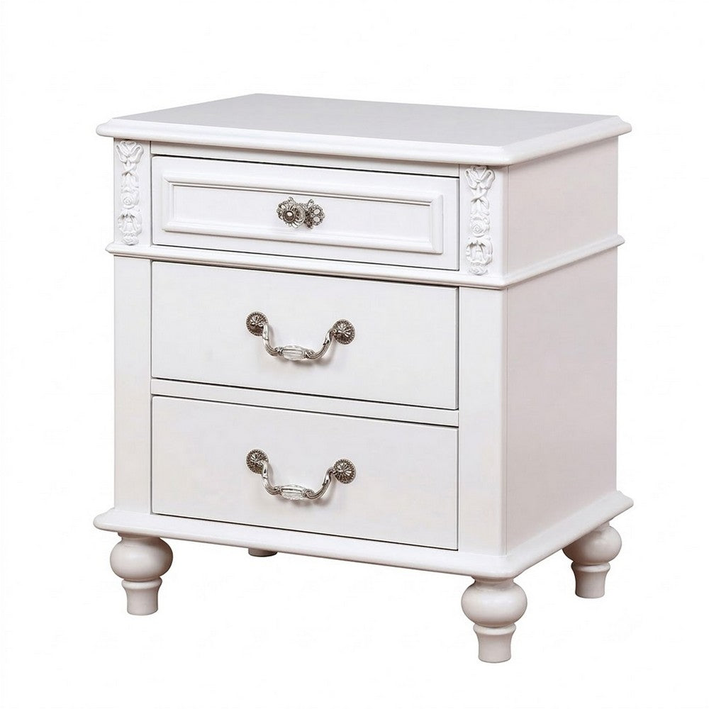 2pc Full Bedroom Set, White Wood, Nightstand
