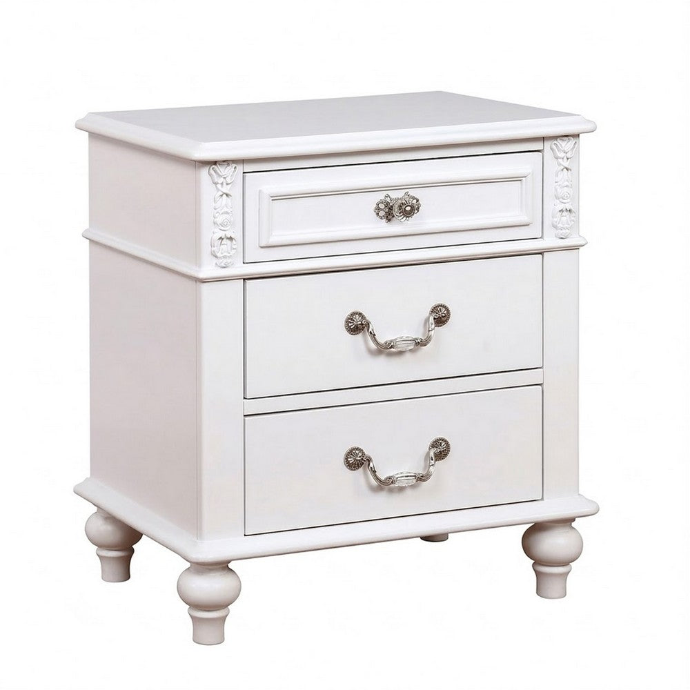 2pc Full Bedroom Set, White Wood, Nightstand