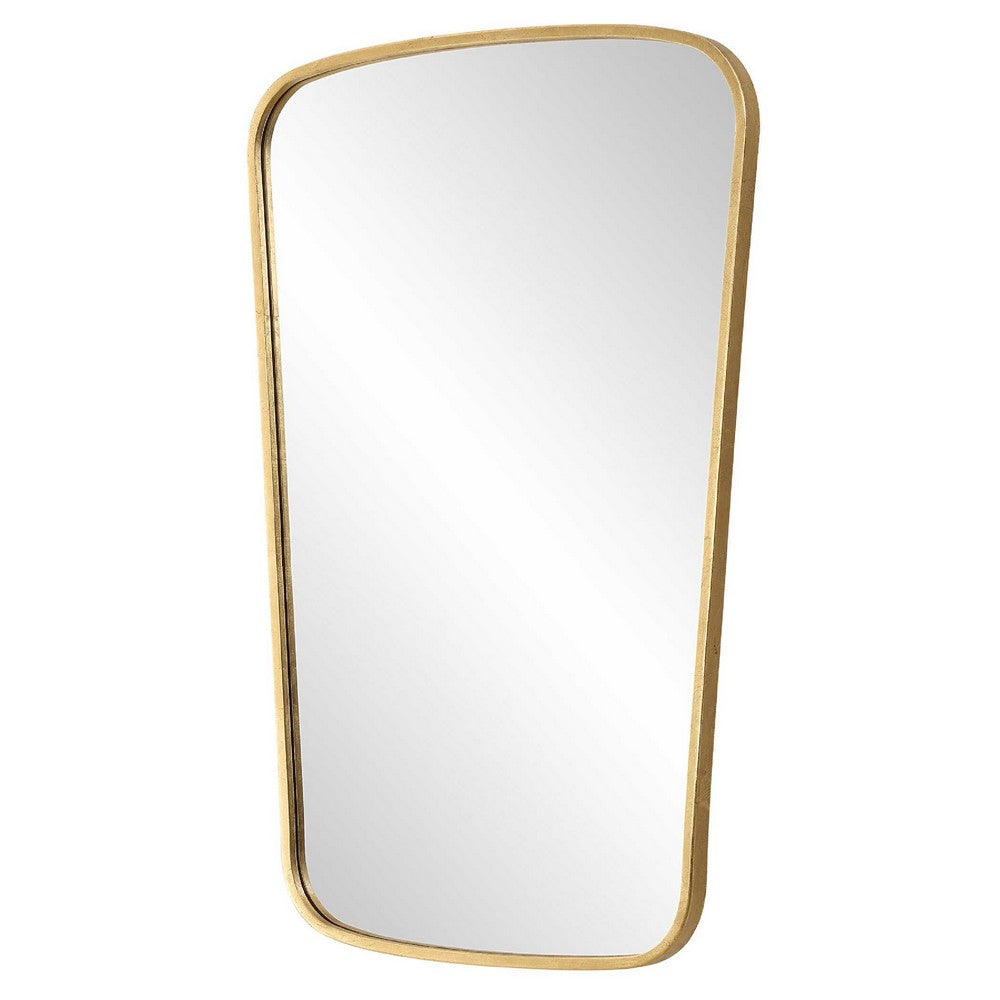 Decorative Wall Mirror | Gold Leaf Trapezoidal Iron Frame | 22x34