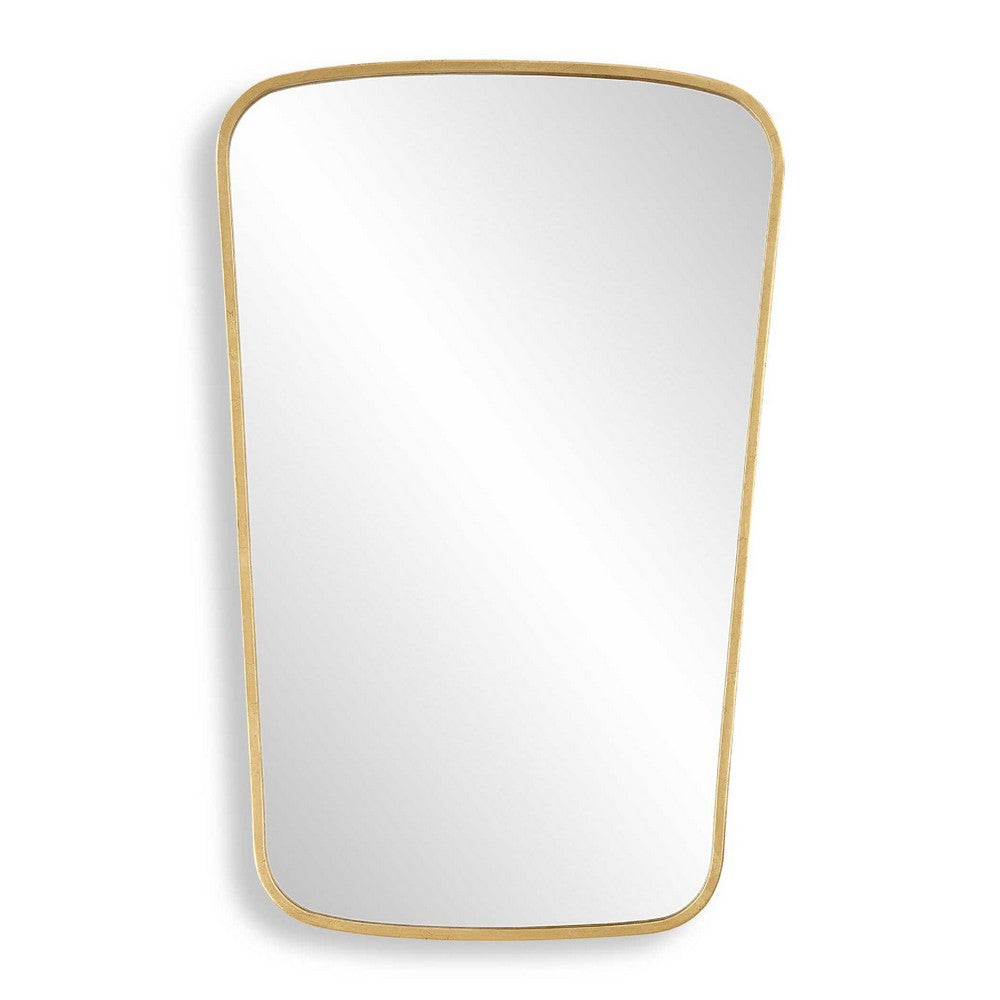 Decorative Wall Mirror | Gold Leaf Trapezoidal Iron Frame | 22x34