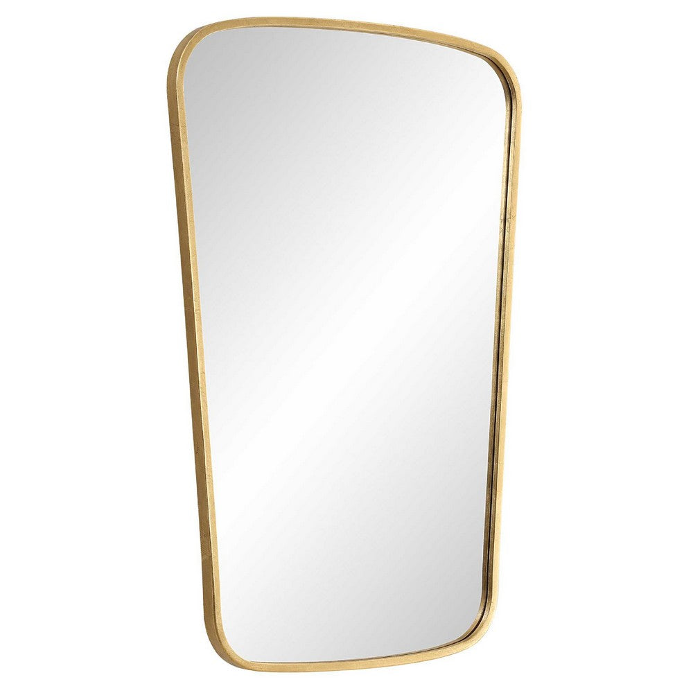 Decorative Wall Mirror | Gold Leaf Trapezoidal Iron Frame | 22x34