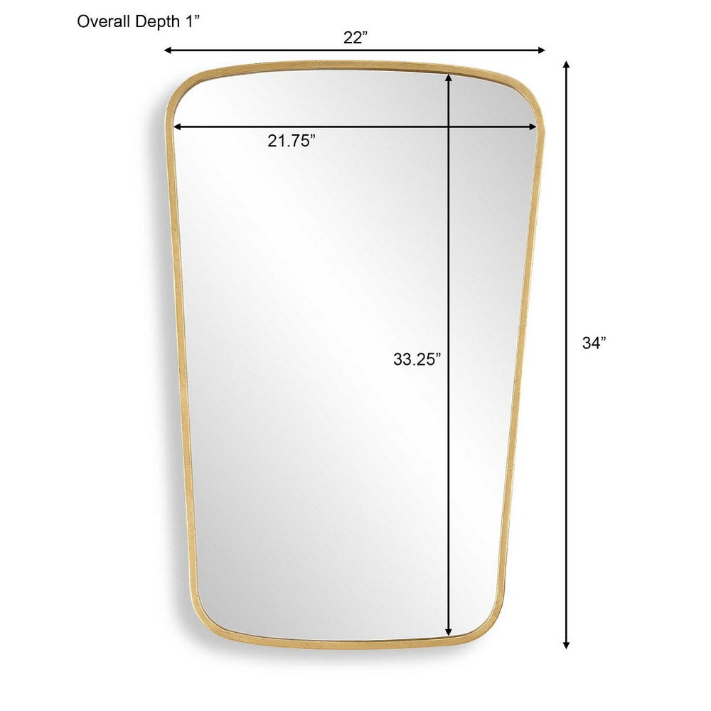 Decorative Wall Mirror | Gold Leaf Trapezoidal Iron Frame | 22x34
