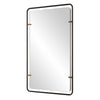 Decorative Wall Mirror | Gold Leaf Accent Tabs | 22x36 Rectangular Frame