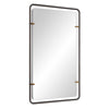 Decorative Wall Mirror | Gold Leaf Accent Tabs | 22x36 Rectangular Frame