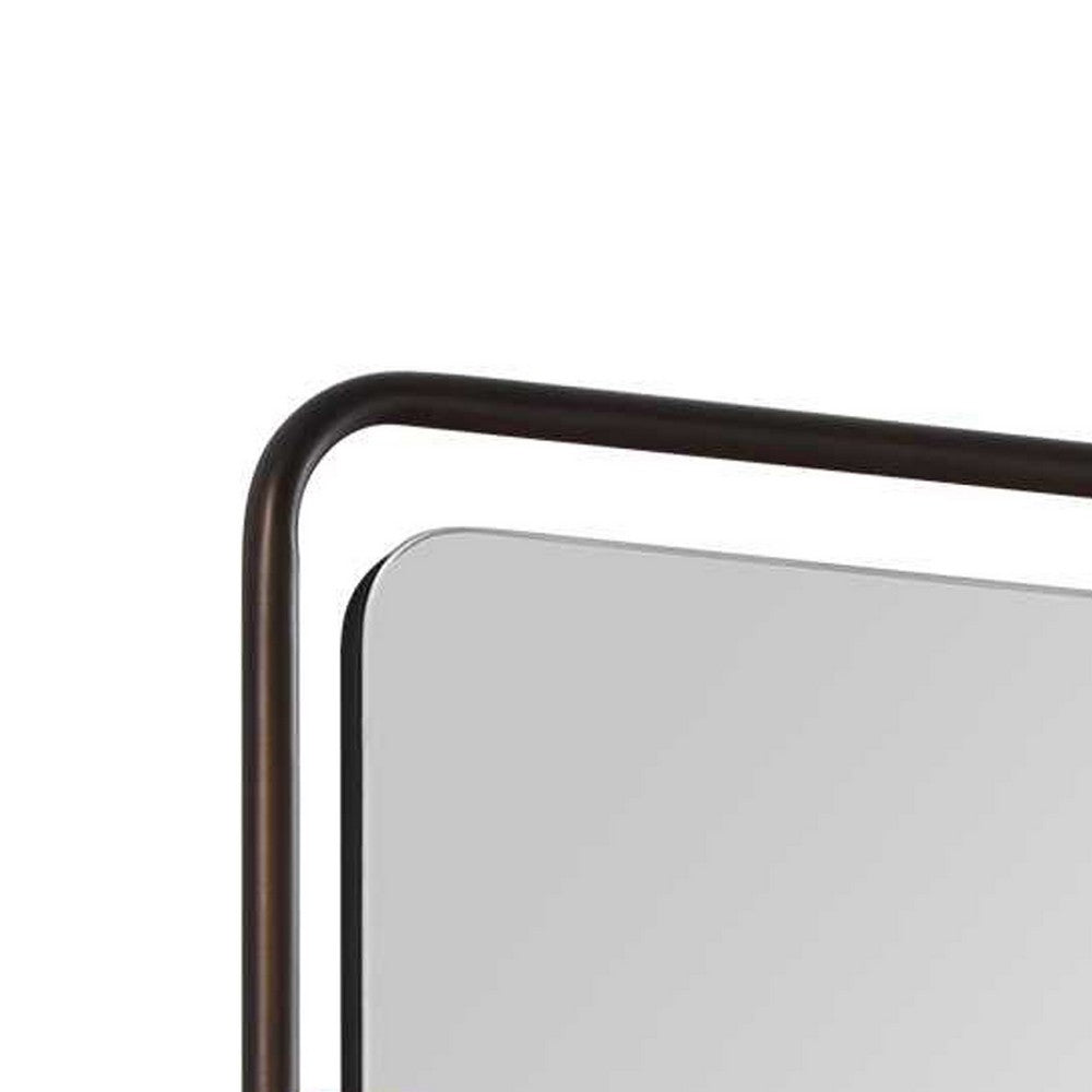 Decorative Wall Mirror | Gold Leaf Accent Tabs | 22x36 Rectangular Frame