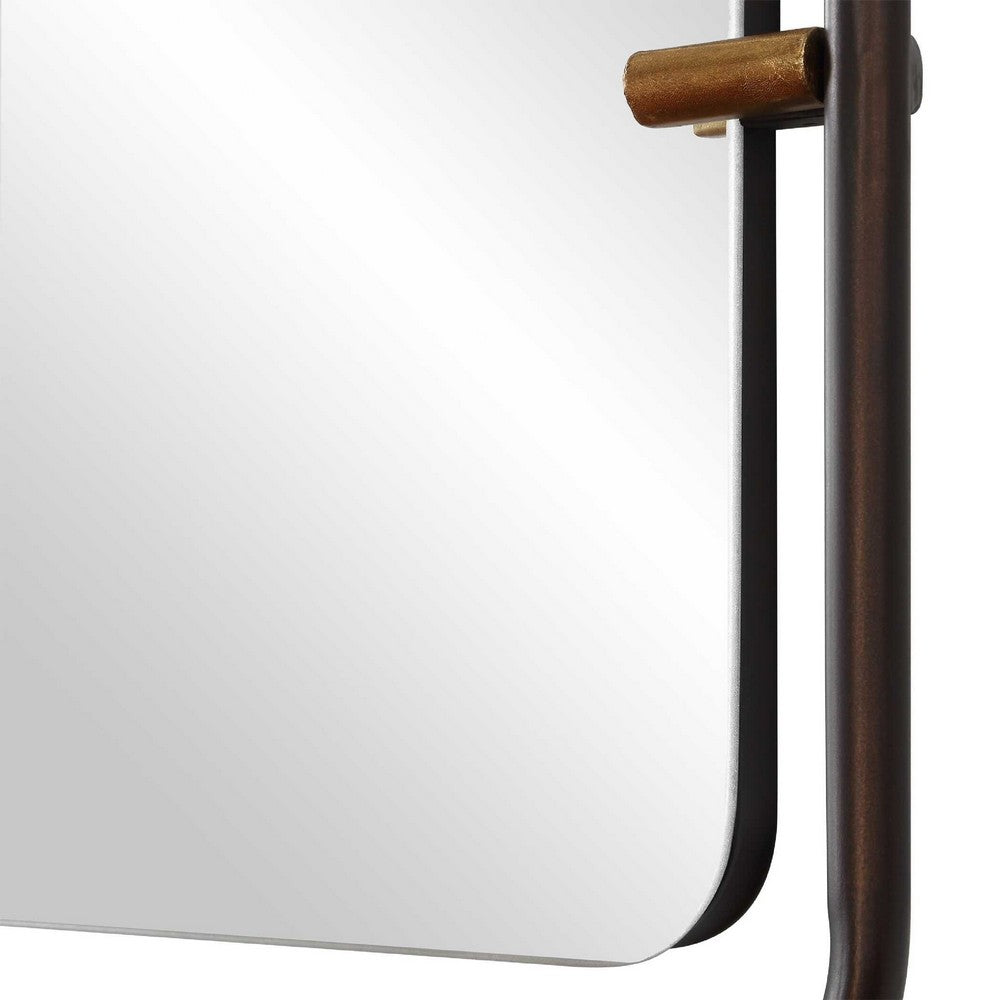 Decorative Wall Mirror | Gold Leaf Accent Tabs | 22x36 Rectangular Frame