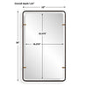 Decorative Wall Mirror | Gold Leaf Accent Tabs | 22x36 Rectangular Frame