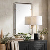 Decorative Wall Mirror | Gold Leaf Accent Tabs | 22x36 Rectangular Frame