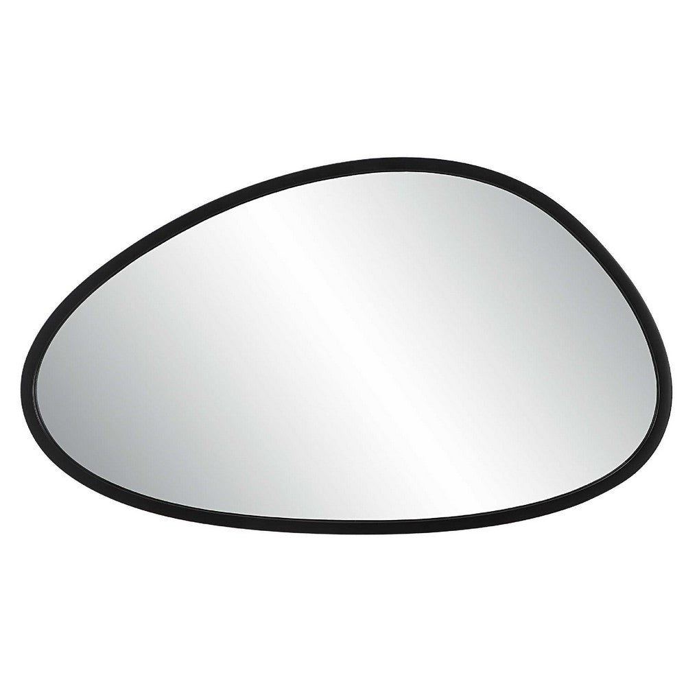 Decorative Wall Mirror | Matte Black Organic Pebble Frame | 21x36