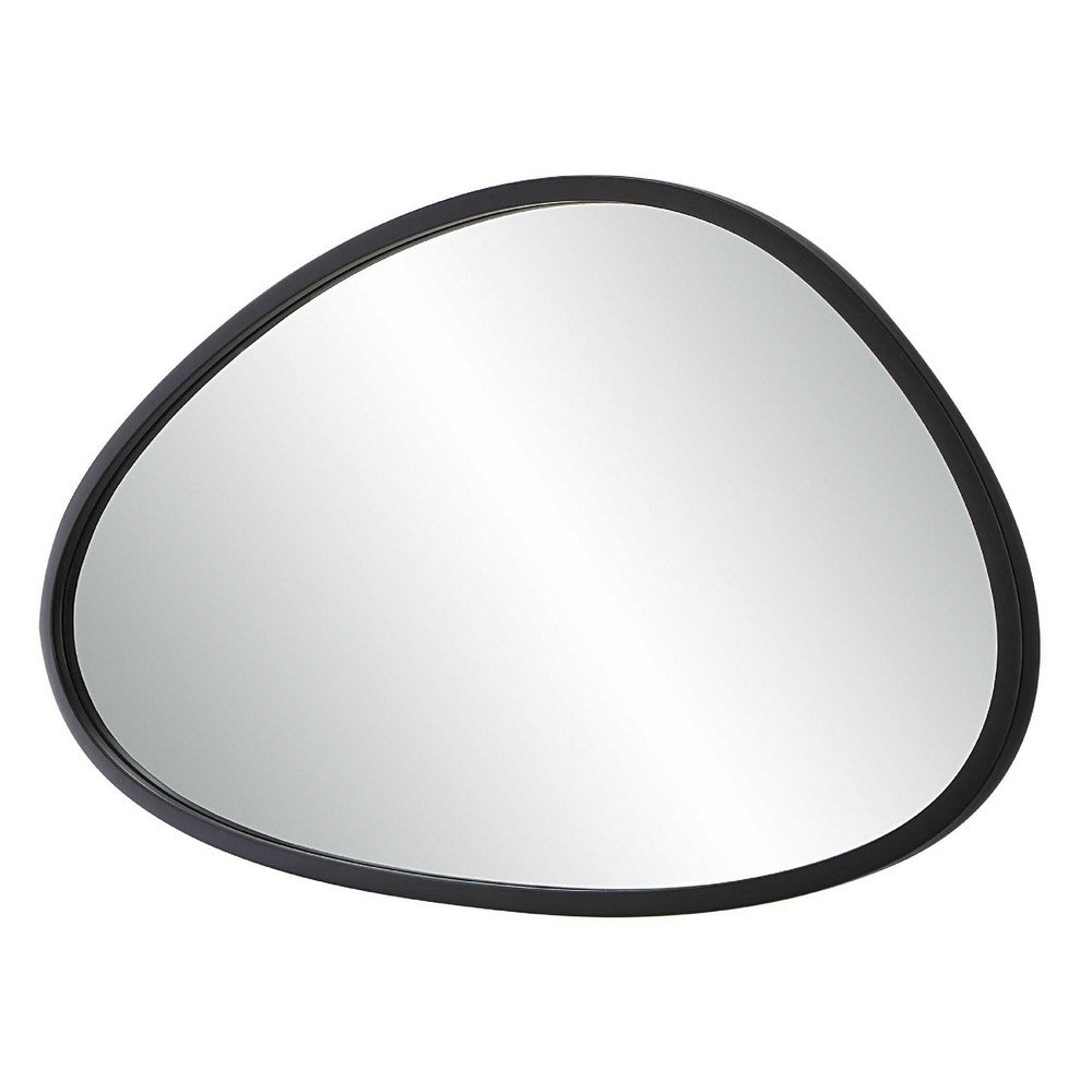 Decorative Wall Mirror | Matte Black Organic Pebble Frame | 21x36
