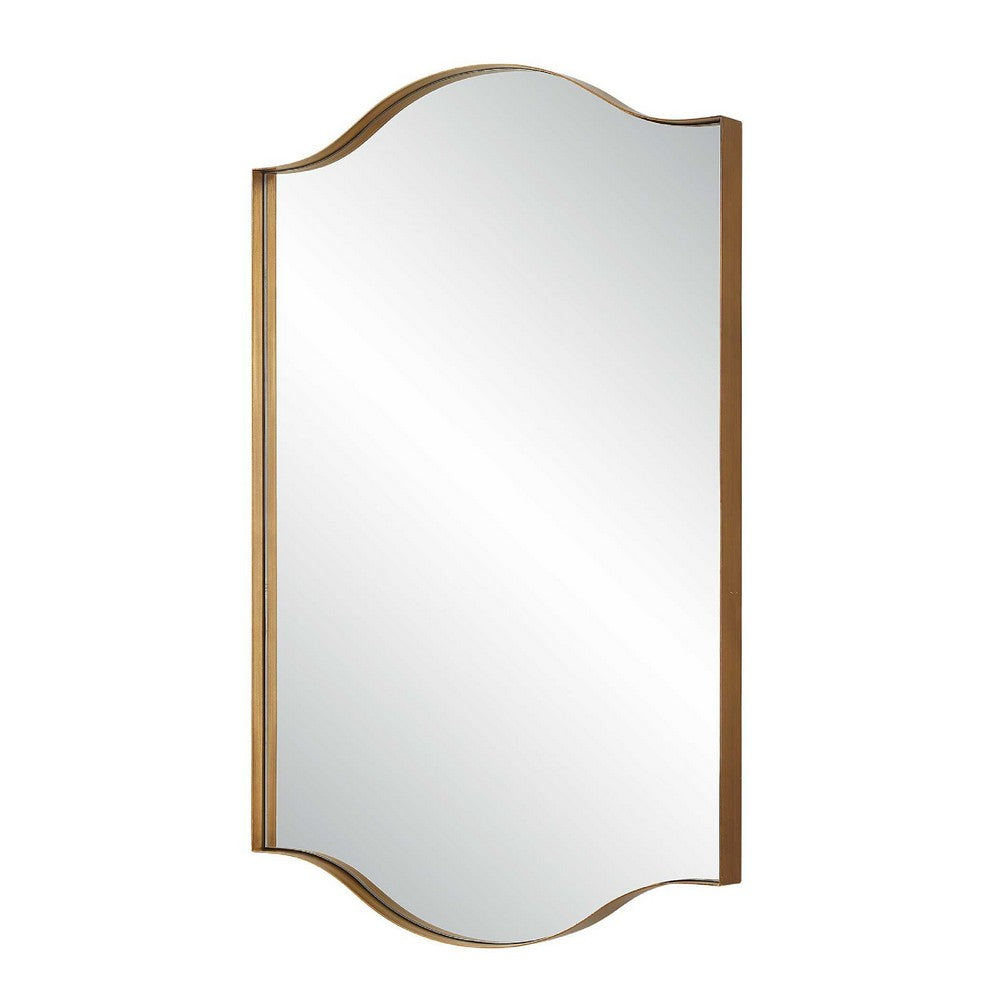 Decorative Wall Mirror | Arch Design | Brushed Gold Arched Frame | 22x34