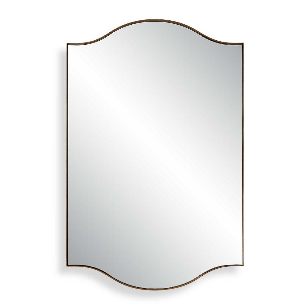 Decorative Wall Mirror | Arch Design | Brushed Gold Arched Frame | 22x34