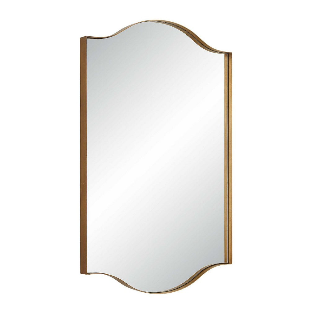 Decorative Wall Mirror | Arch Design | Brushed Gold Arched Frame | 22x34