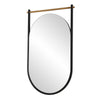 Decorative Oval Wall Mirror | Gold Leaf Rod | 21x34 Satin Black Hanging Frame