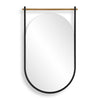 Decorative Oval Wall Mirror | Gold Leaf Rod | 21x34 Satin Black Hanging Frame