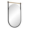 Decorative Oval Wall Mirror | Gold Leaf Rod | 21x34 Satin Black Hanging Frame