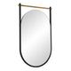 Decorative Oval Wall Mirror | Gold Leaf Rod | 21x34 Satin Black Hanging Frame