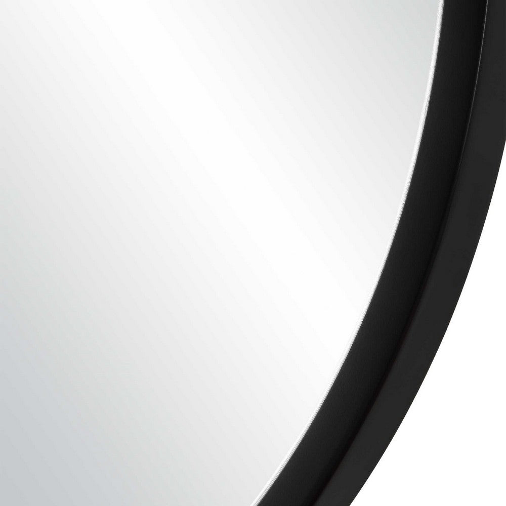 Decorative Oval Wall Mirror | Gold Leaf Rod | 21x34 Satin Black Hanging Frame