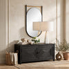 Decorative Oval Wall Mirror | Gold Leaf Rod | 21x34 Satin Black Hanging Frame
