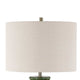 Table Lamp | Beige Shade | Raised Leaf Motif | Glossy Green Ceramic | 28"