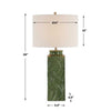 Table Lamp | Beige Shade | Raised Leaf Motif | Glossy Green Ceramic | 28"