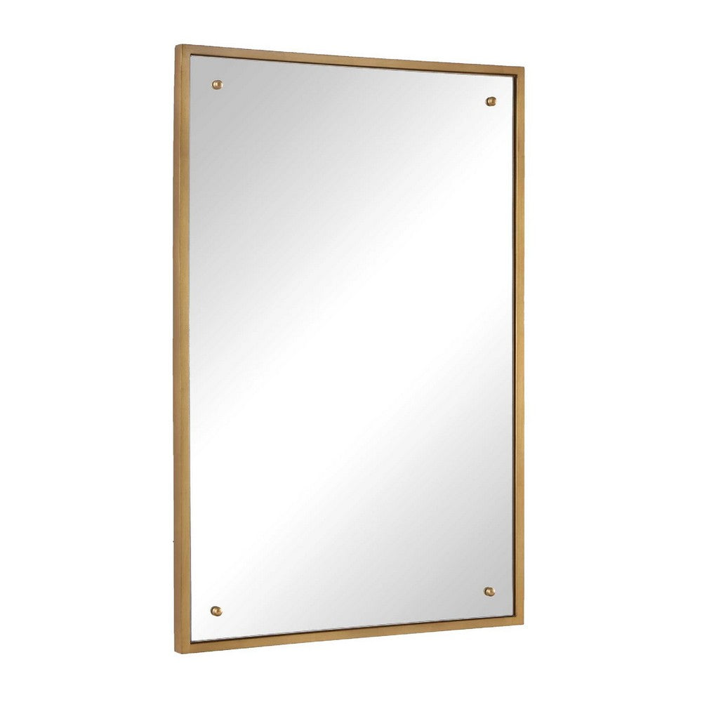 Decorative Wall Mirror | Corner Bolt Detail | Gold Leaf Accent | 21x36