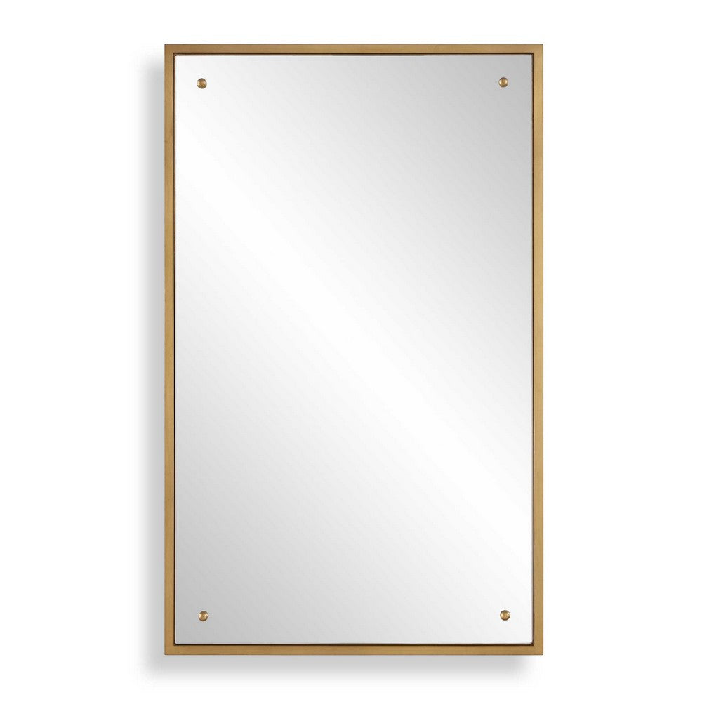 Decorative Wall Mirror | Corner Bolt Detail | Gold Leaf Accent | 21x36