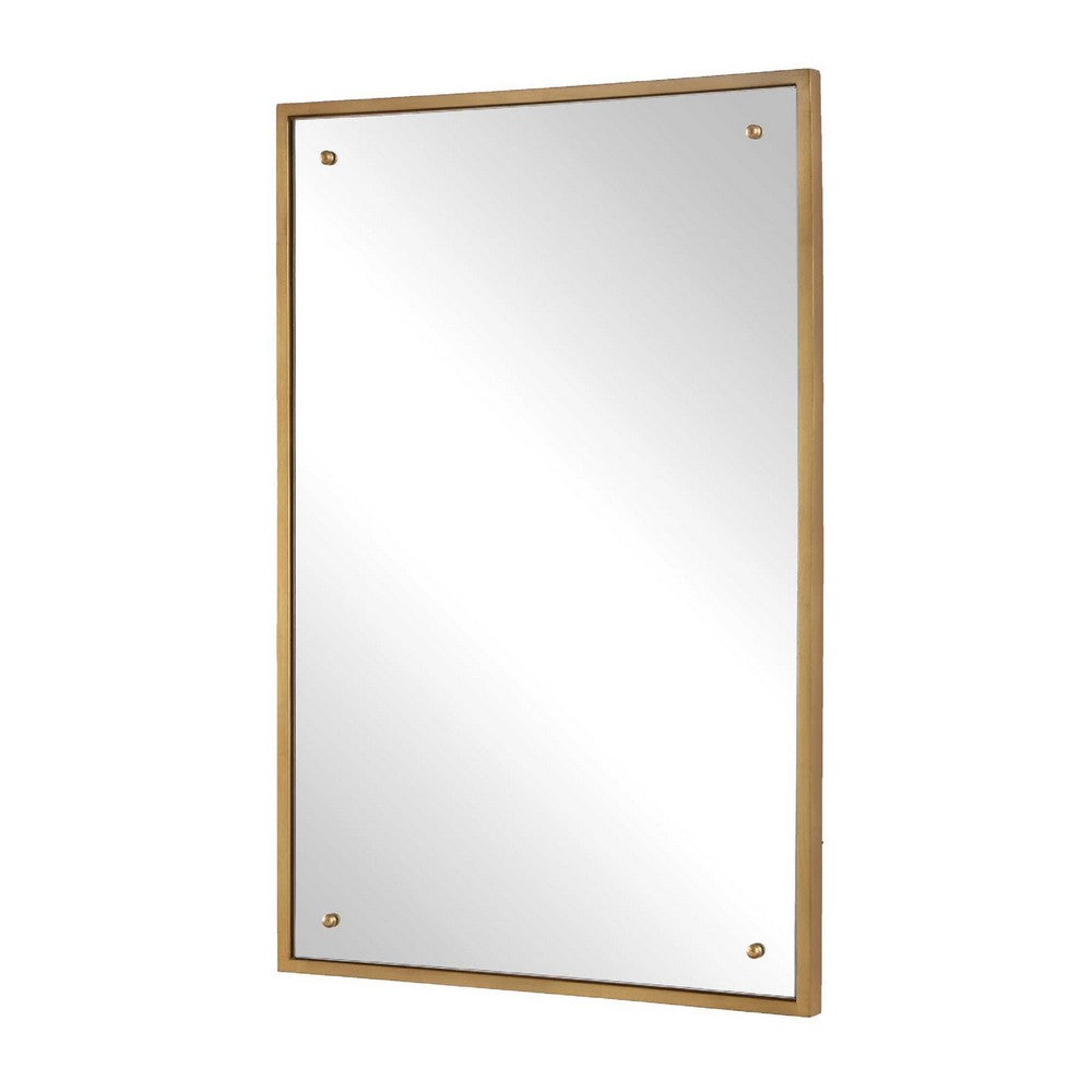 Decorative Wall Mirror | Corner Bolt Detail | Gold Leaf Accent | 21x36
