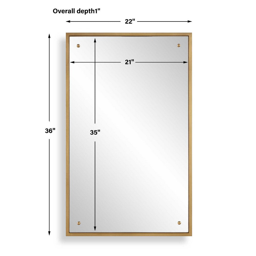 Decorative Wall Mirror | Corner Bolt Detail | Gold Leaf Accent | 21x36
