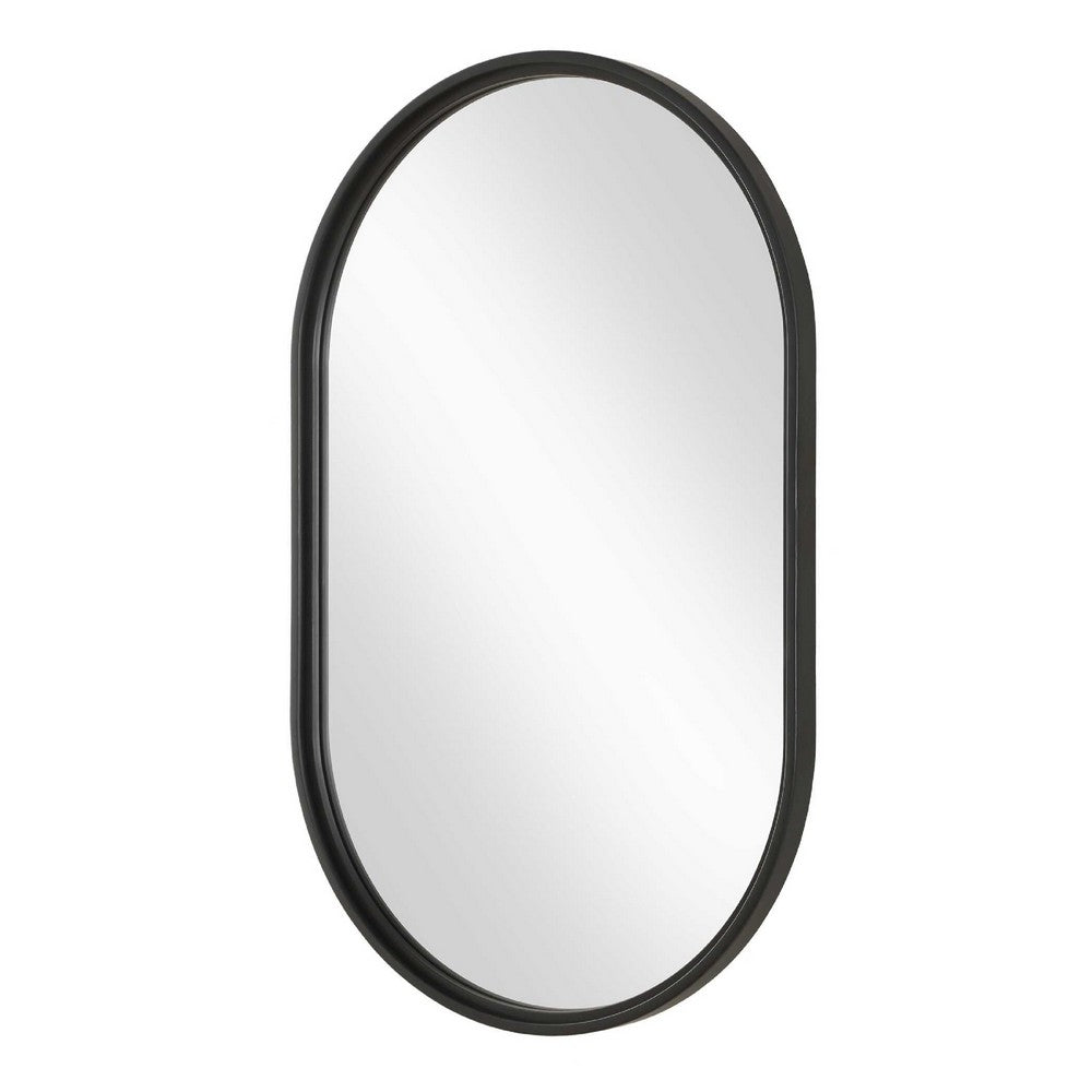 Decorative Wall Mirror | Satin Black Iron | 22x35 Oval Frame