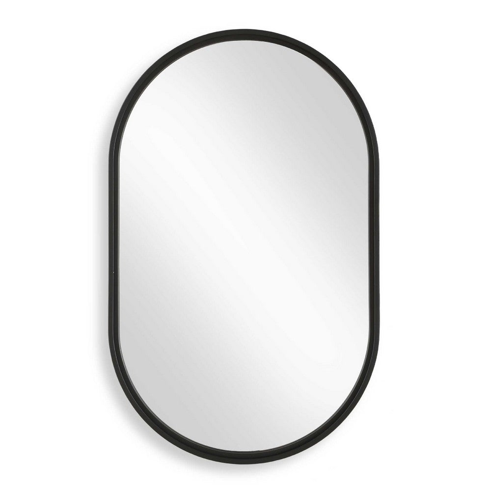 Decorative Wall Mirror | Satin Black Iron | 22x35 Oval Frame