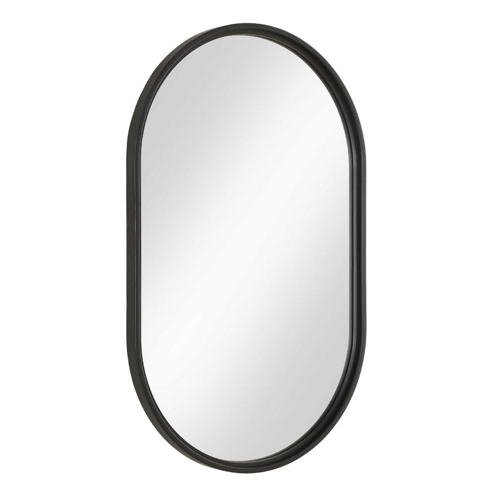Decorative Wall Mirror | Satin Black Iron | 22x35 Oval Frame