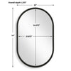 Decorative Wall Mirror | Satin Black Iron | 22x35 Oval Frame