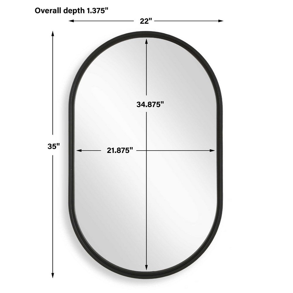 Decorative Wall Mirror | Satin Black Iron | 22x35 Oval Frame
