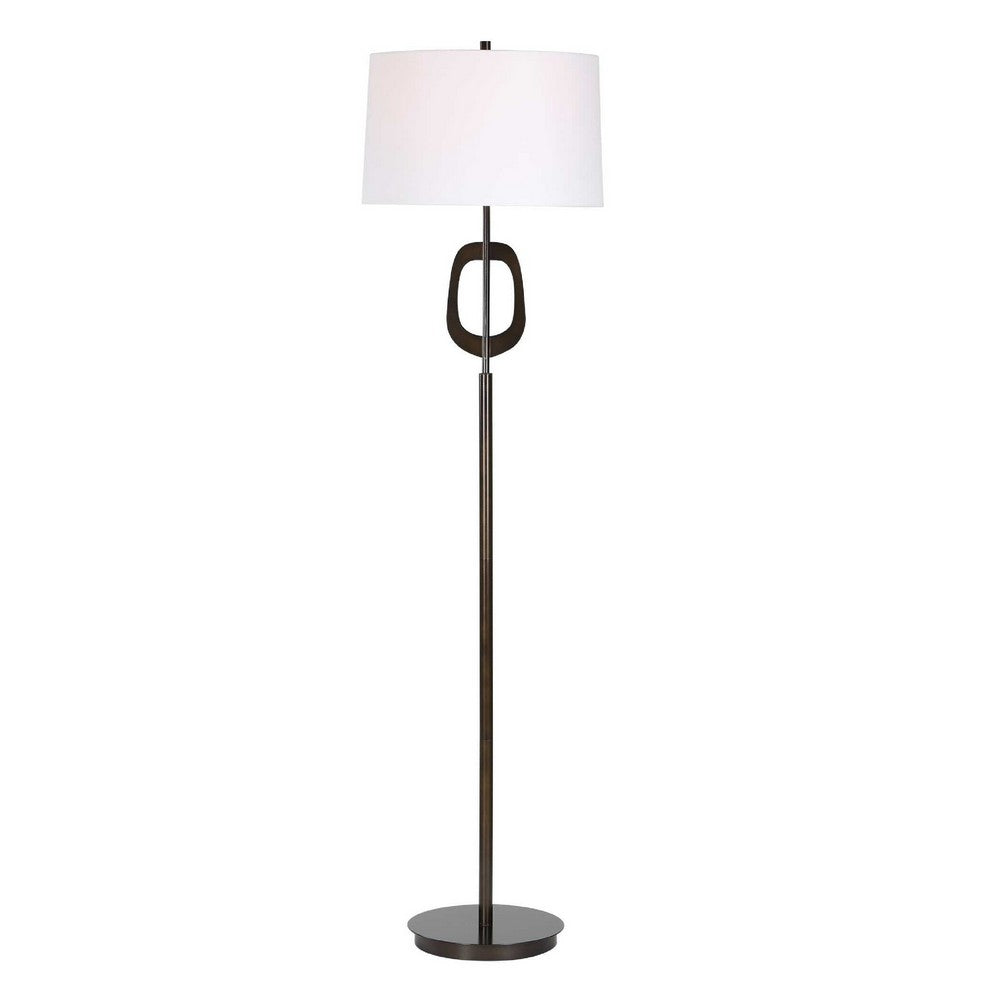 Modern Floor Lamp | Off White Linen Shade | Oil-Rubbed Bronze | 63"