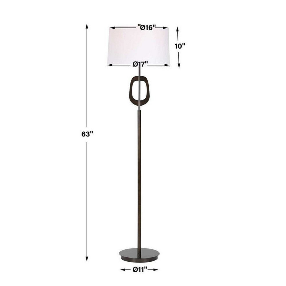 Modern Floor Lamp | Off White Linen Shade | Oil-Rubbed Bronze | 63"