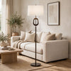 Modern Floor Lamp | Off White Linen Shade | Oil-Rubbed Bronze | 63"