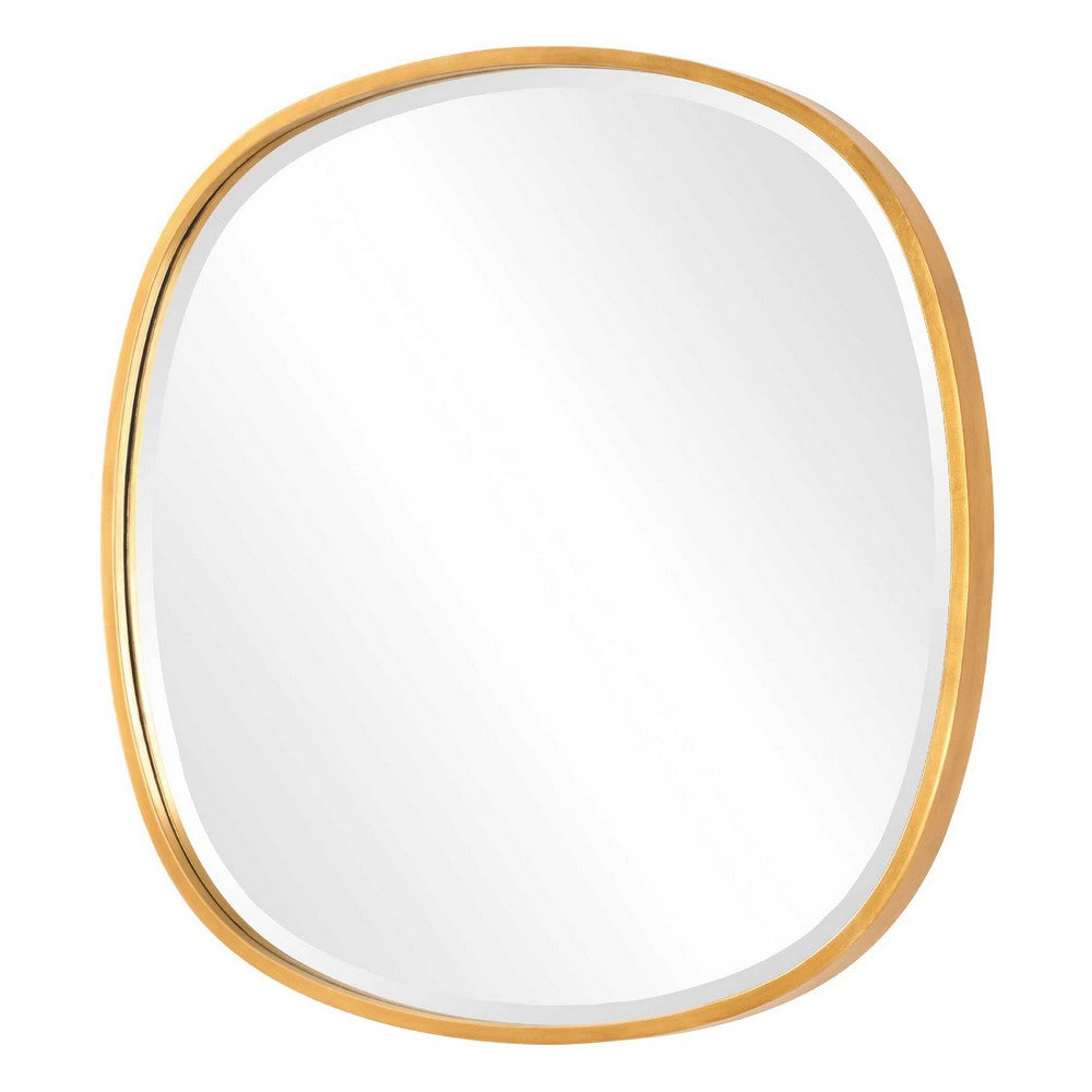 Decorative Wall Mirror | Gold Leaf Irregular Round | Beveled Glass | 30"