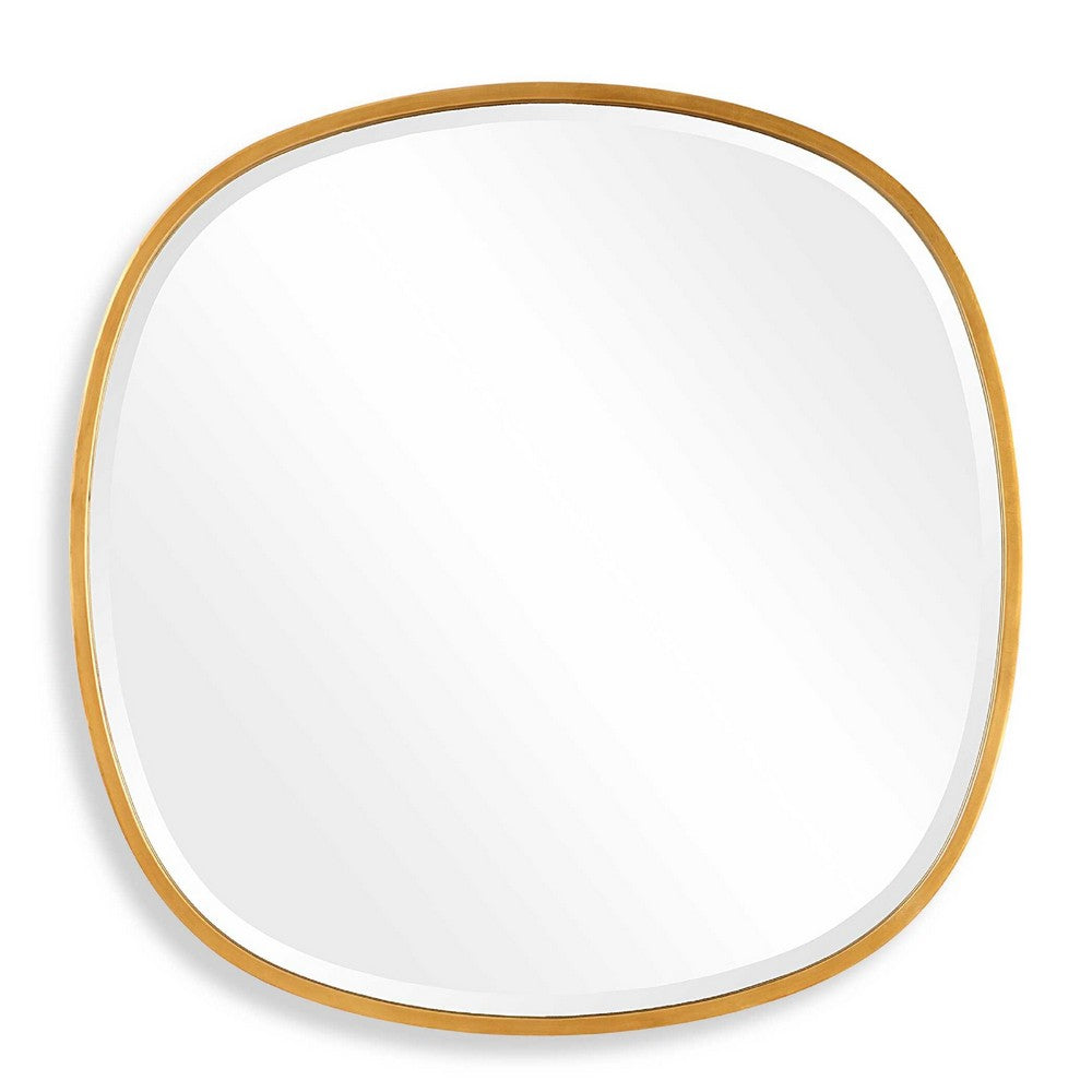 Decorative Wall Mirror | Gold Leaf Irregular Round | Beveled Glass | 30"
