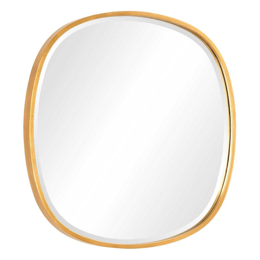 Decorative Wall Mirror | Gold Leaf Irregular Round | Beveled Glass | 30"