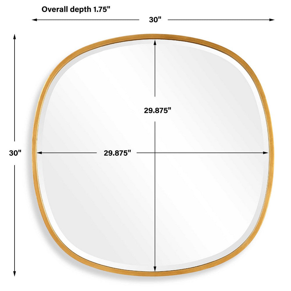 Decorative Wall Mirror | Gold Leaf Irregular Round | Beveled Glass | 30"