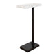 Accent Side End Drink Table | White Marble Top | Bronze Iron | 24"