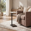 Accent Side End Drink Table | White Marble Top | Bronze Iron | 24"