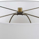 Table Lamp | Off White Linen Shade | Olive Green Ribbed Glass | 26"