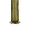 Table Lamp | Off White Linen Shade | Olive Green Ribbed Glass | 26"