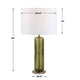 Table Lamp | Off White Linen Shade | Olive Green Ribbed Glass | 26"