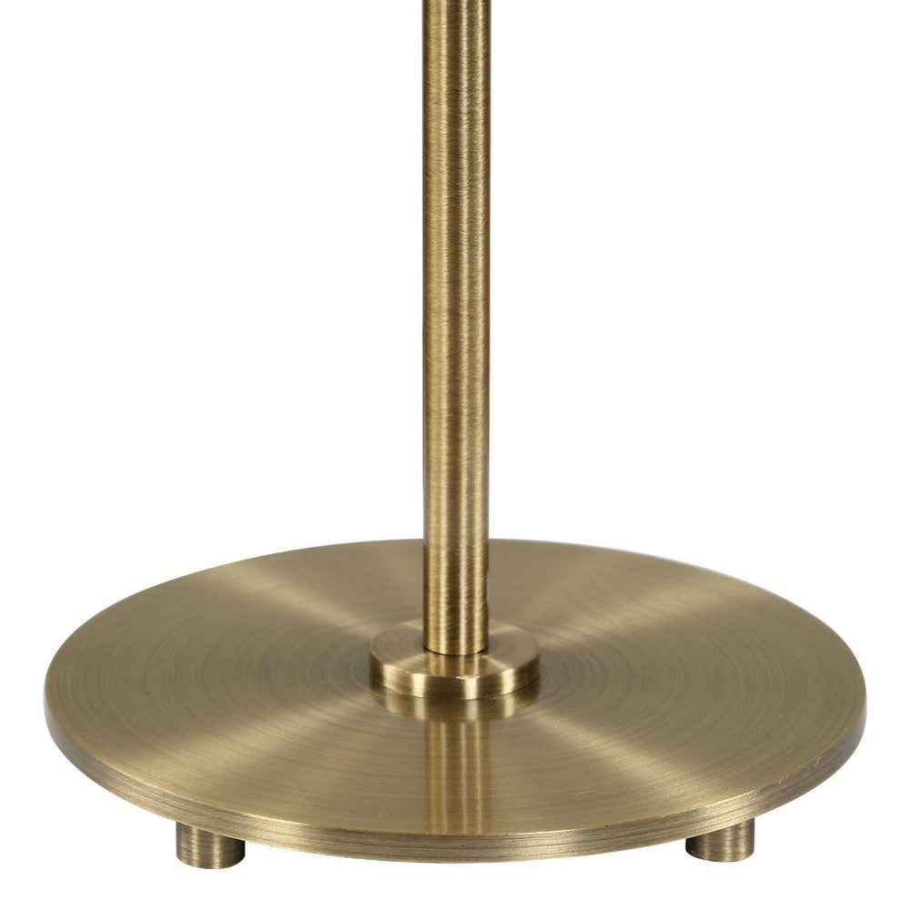 Table Lamp Set of 2 | Plated Antique Brass | Off White Linen Shades