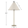 Table Lamp Set of 2 | Plated Antique Brass | Off White Linen Shades