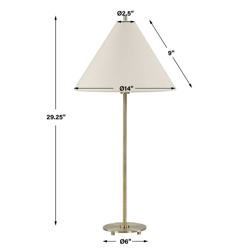 Table Lamp Set of 2 | Plated Antique Brass | Off White Linen Shades